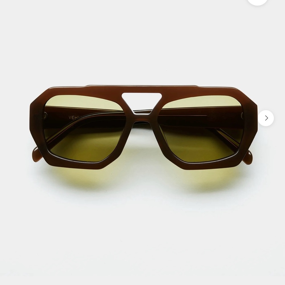 VEHLA Brown Frame Sunglasses with Olive Green Lenses
